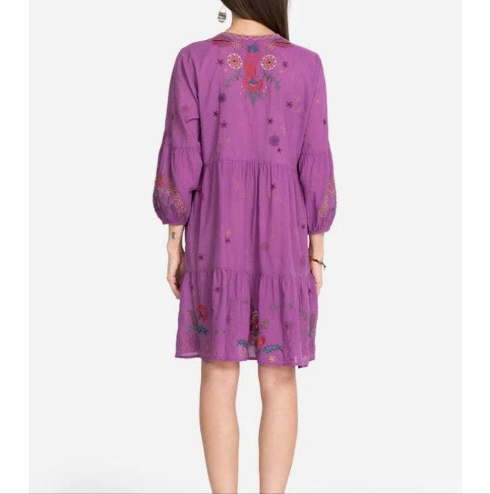 NWT Johnny Was Workshop LUCY EASY TIERED DRESS purple size xs - Picture 3 of 13